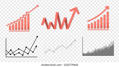 Success business symbol.Growth vector diagram with arrow going up.Pack  vector icon isolated on transparent background. Editable EPS file.Bar Chart Vector Icon.Vector illustration