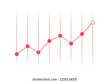 Success business symbol.Growth vector diagram with arrow going up. Pink  vector icon isolated on white  background. Editable EPS file.Bar Chart Vector Icon.Vector illustration