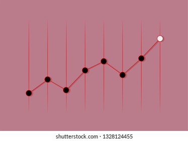 Success business symbol.Growth vector diagram with arrow going up. Red  vector icon isolated on pink background. Editable EPS file.Bar Chart Vector Icon.Vector illustration