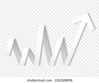 Success business symbol.Growth vector diagram with arrow going up. Red  vector icon isolated on white   background. Editable EPS file.Bar Chart Vector Icon.Vector illustration