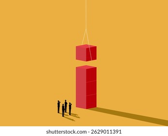 Success, Business team building blocks higher