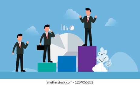 the success of the business team's work. flat design business concept. web banner vector illustration concepts, business presentations, advertising material. -Vector