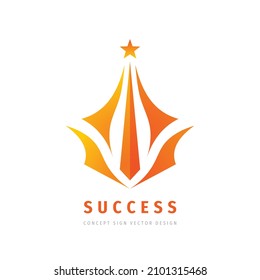 Success business vector logo template concept illustration in flat style. Star with rays and abstract shapes. Award winner cup creative sign. Design element. 