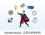 Success businessman with competency skills set, competence skills or ability for work responsibility, professional, work experience, capability or qualification for job or career development (Vector)