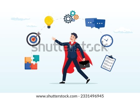 Success businessman with competency skills set, competence skills or ability for work responsibility, professional, work experience, capability or qualification for job or career development (Vector)