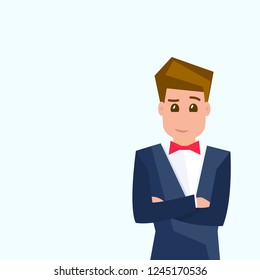 Success businessman with empty space for text. Vector illustration.