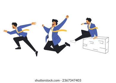 Success businessman illustration vector flat design, businessman character illustration flat vector  