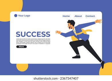 Success businessman illustration vector flat design, landing page illustration concept with flat businessman character