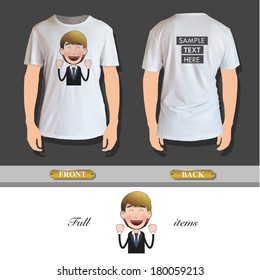 Success businessman printed on shirt. Vector design.
