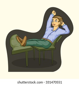 success businessman siting on chair and laying down the feet on table