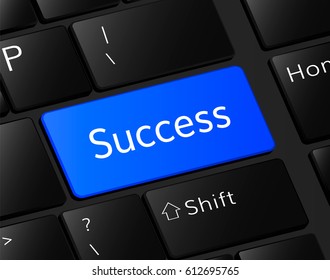  success button on keyboard.  success  concept . success illustration 