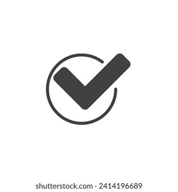 Success Button vector icon. filled flat sign for mobile concept and web design. Button with check mark glyph icon. Symbol, logo illustration. Vector graphics