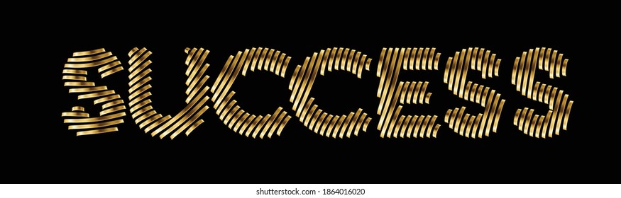 Success Calligraphic Gold Style Text shopping poster vector illustration Design.