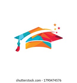 Success Cap hat graduate star logo symbol design. Education logo vector template.