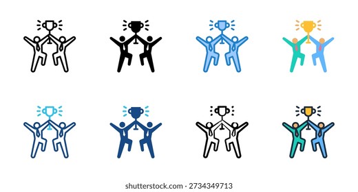 Success Celebration icons set multiple style collection. Editable stroke 
