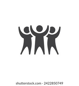 Success celebration team vector icon. filled flat sign for mobile concept and web design. People with hands raised glyph icon. Symbol, logo illustration. Vector graphics