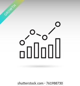 Success chart, growth diagram, thin line isolated vector simple icon