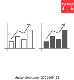 Success chart line and glyph icon, solution and business, growing graph vector icon, vector graphics, editable stroke outline sign, eps 10.