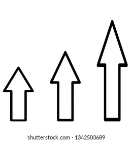Success charts with  statistical bars and upward arrow