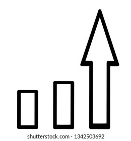 Success charts with  statistical bars and upward arrow