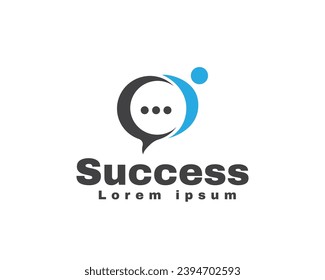 success chat consultation human jump forum logo icon symbol design template illustration inspiration