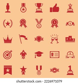 Success color icons on orange background, stock vector
