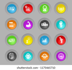 success colored plastic round buttons web icons for user interface design