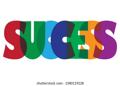 Success colourfull lettering typographic vector design f word Success  inspirational qoute on white background