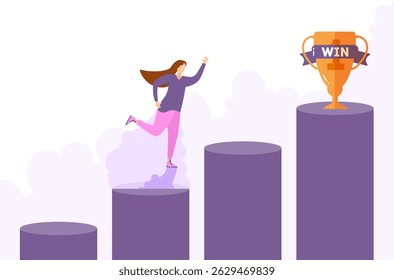 Success comes when a businessman reaches the top of the mountain holding a flag during sunrise symbolizing victory leadership career and future achievement for professional corporate people

