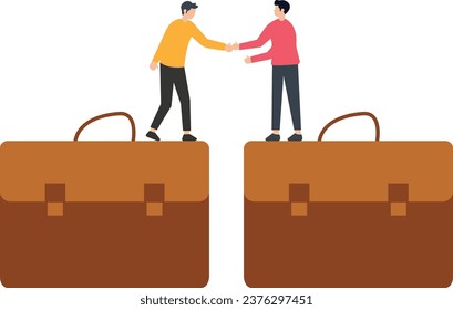 Success communicate, discussion or interview, achieve business agreement, solution or partnership deal, perfect match connection

