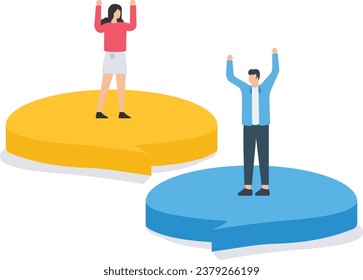 Success communicate, discussion or interview, achieve business agreement, solution or partnership deal

