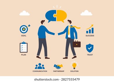Success communicate, discussion or interview, achieve business agreement, solution or partnership deal, perfect match connection concept, businessmen hands VECTOR