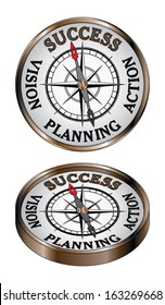 Success Compass Is An Illustration Representing The Concept Of Success As Being True North On A Directional Compass.