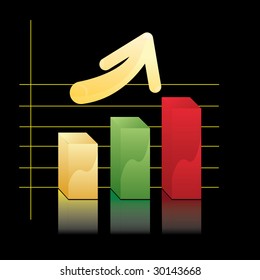 success concept with arrow and statistic bar