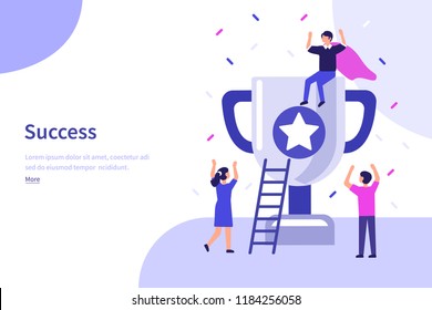 Success concept banner. Can use for web banner, infographics, hero images. Flat vector illustration isolated on white background.