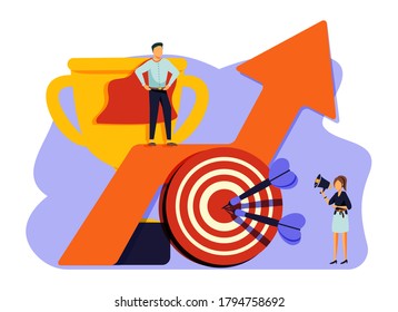 Success concept banner. Can use for web banner, infographics, hero images. Flat isometric vector illustration isolated on white background.