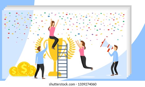 Success concept banner. Flat success concept vector illustration. Can use for web banner, infographics, hero images.