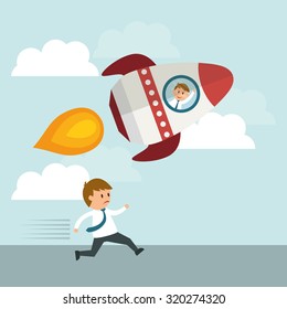 Success concept, Business entrepreneur cartoon design, vector illustration 