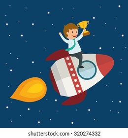 Success concept, Business entrepreneur cartoon design, vector illustration 