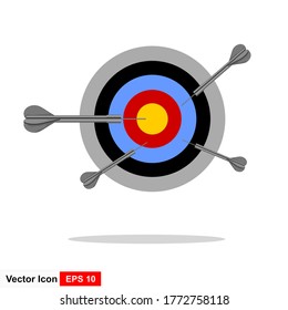 Success concept. Business strategy and targeting success. Target and flying arrows. Vector banner.
