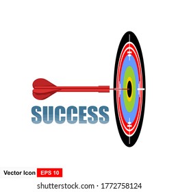 Success concept. Business strategy and targeting success. Target and flying arrows. Vector banner.