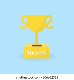 Success concept by the trophy on the podium.