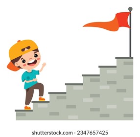 Success Concept With Cartoon Kid