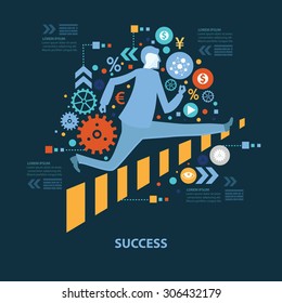 Success concept design on dark background,clean vector