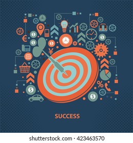 Success concept design on dark background,vector