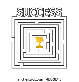 Success concept graphic design vector. Labyrinth game maze way to success.