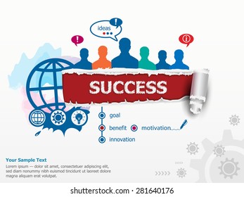 Concepto de éxito y grupo de personas. Conjunto de conceptos de diseño plano para empresas, consultoría, finanzas, gestión, carrera, recursos humanos.  