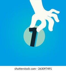 Success concept. Hand, vector fingers with number one