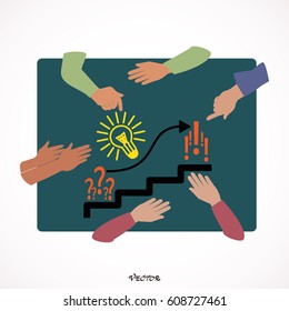 Success concept, human hands during  discussion, meeting, Icon Isolated on White Background 