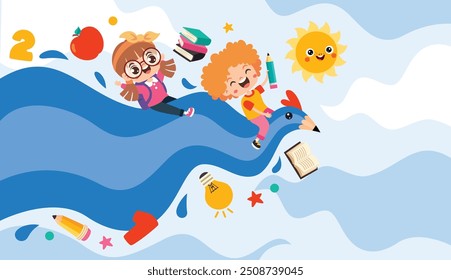 Success Concept With Kids And Pencil